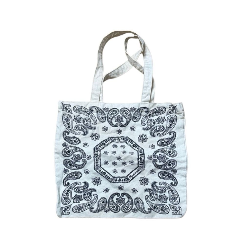 Madewell Reusabale Canvas Bandana Paisley Tote Cream